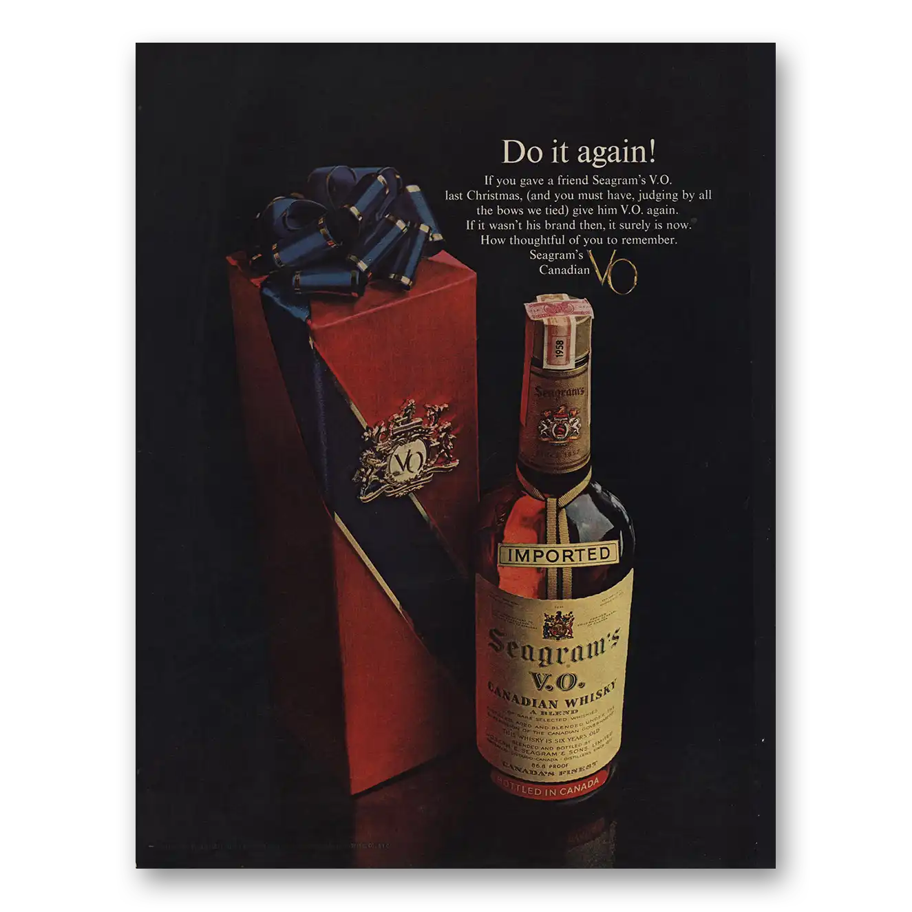 1964 Seagrams VO Whisky Do It Again Vintage Magazine Print Ad