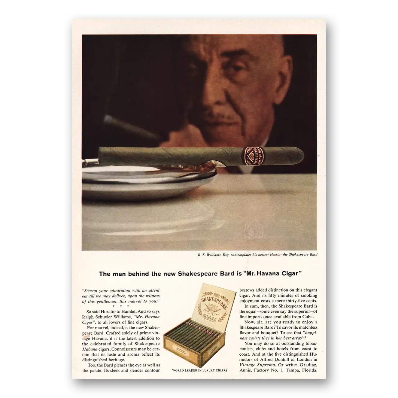 1964 Shakespeare Cigar Mr Havana Cigar Vintage Magazine Print Ad