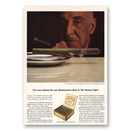 1964 Shakespeare Cigar Mr Havana Cigar Vintage Magazine Print Ad