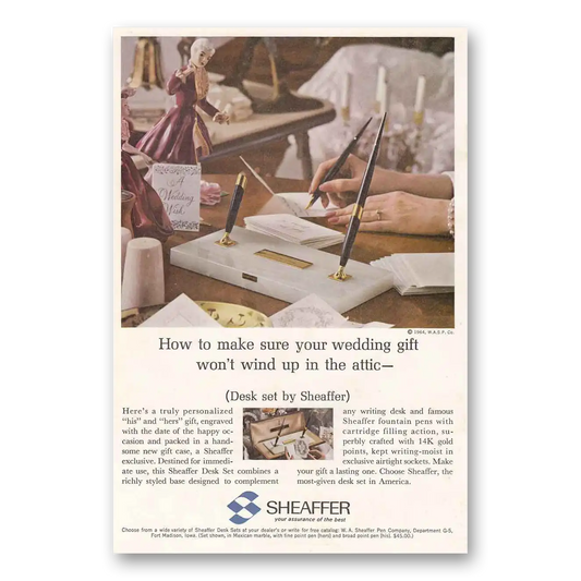 1964 Sheaffers Desk Sets Desk Set Wedding Gift Vintage Magazine Print Ad