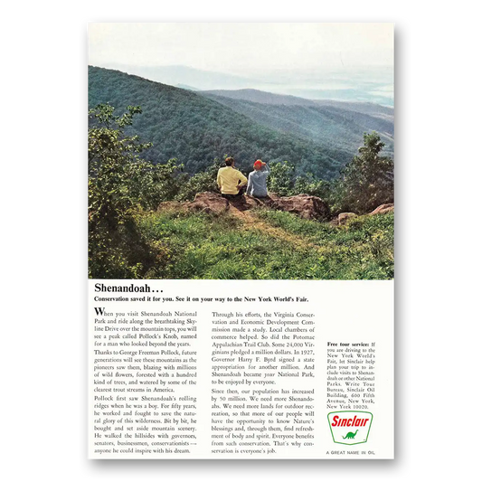 1964 Sinclair Shenandoah Conservation Saved It Vintage Magazine Print Ad