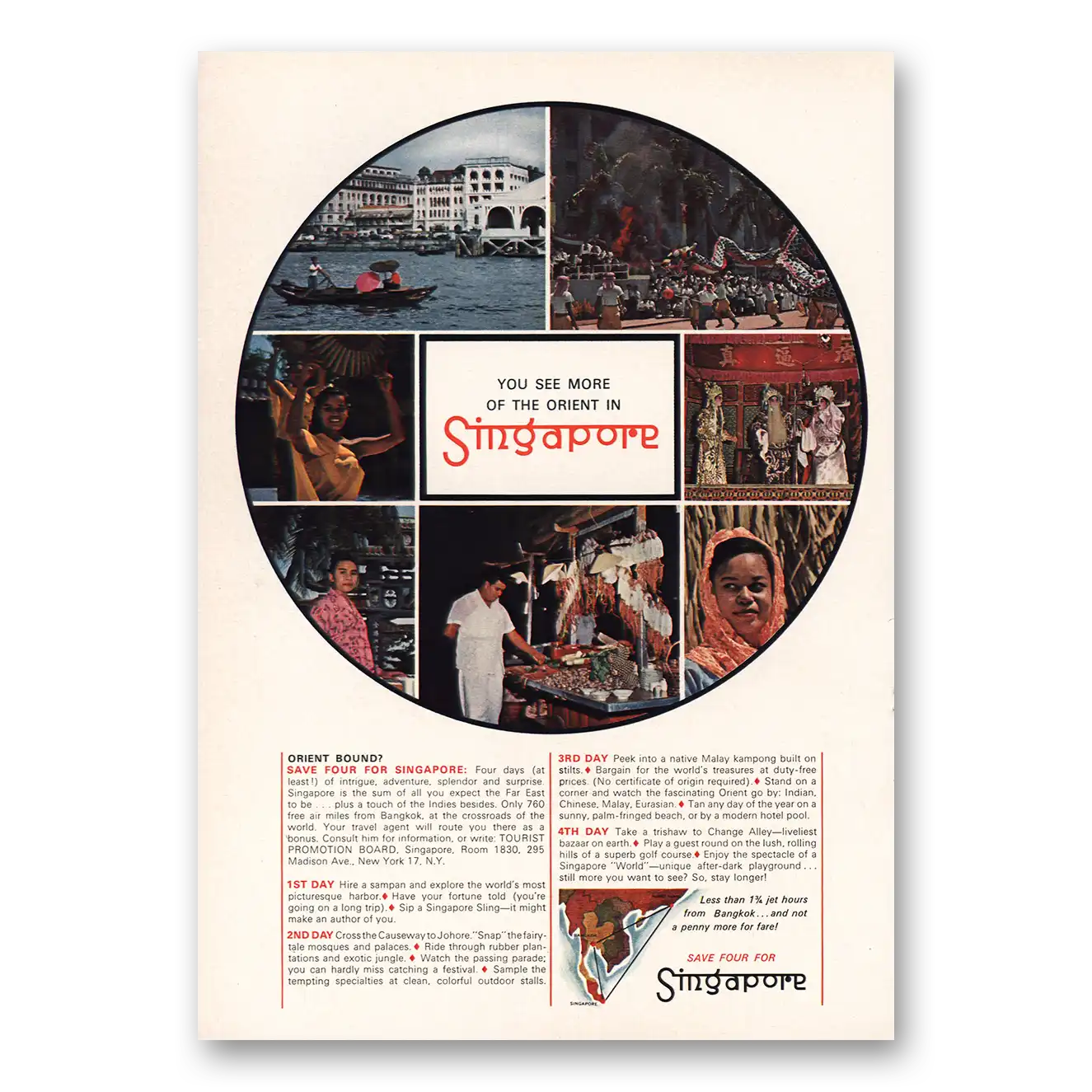 1964 Singapore See More of the Orient Vintage Magazine Print Ad