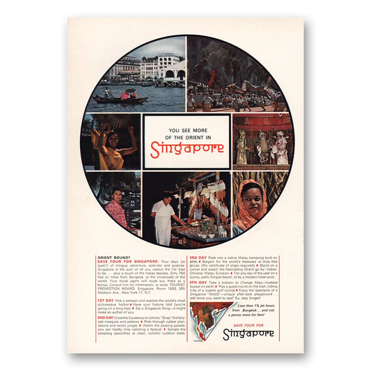 1964 Singapore See More of the Orient Vintage Magazine Print Ad