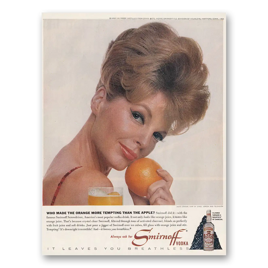 1964 Smirnoff Vodka Julie London Vintage Magazine Print Ad