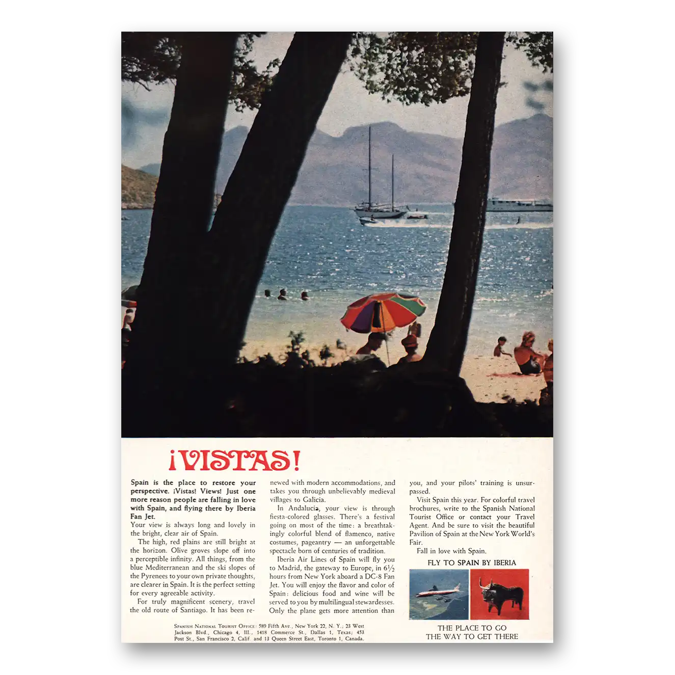 1964 Spain Vistas Vintage Magazine Print Ad