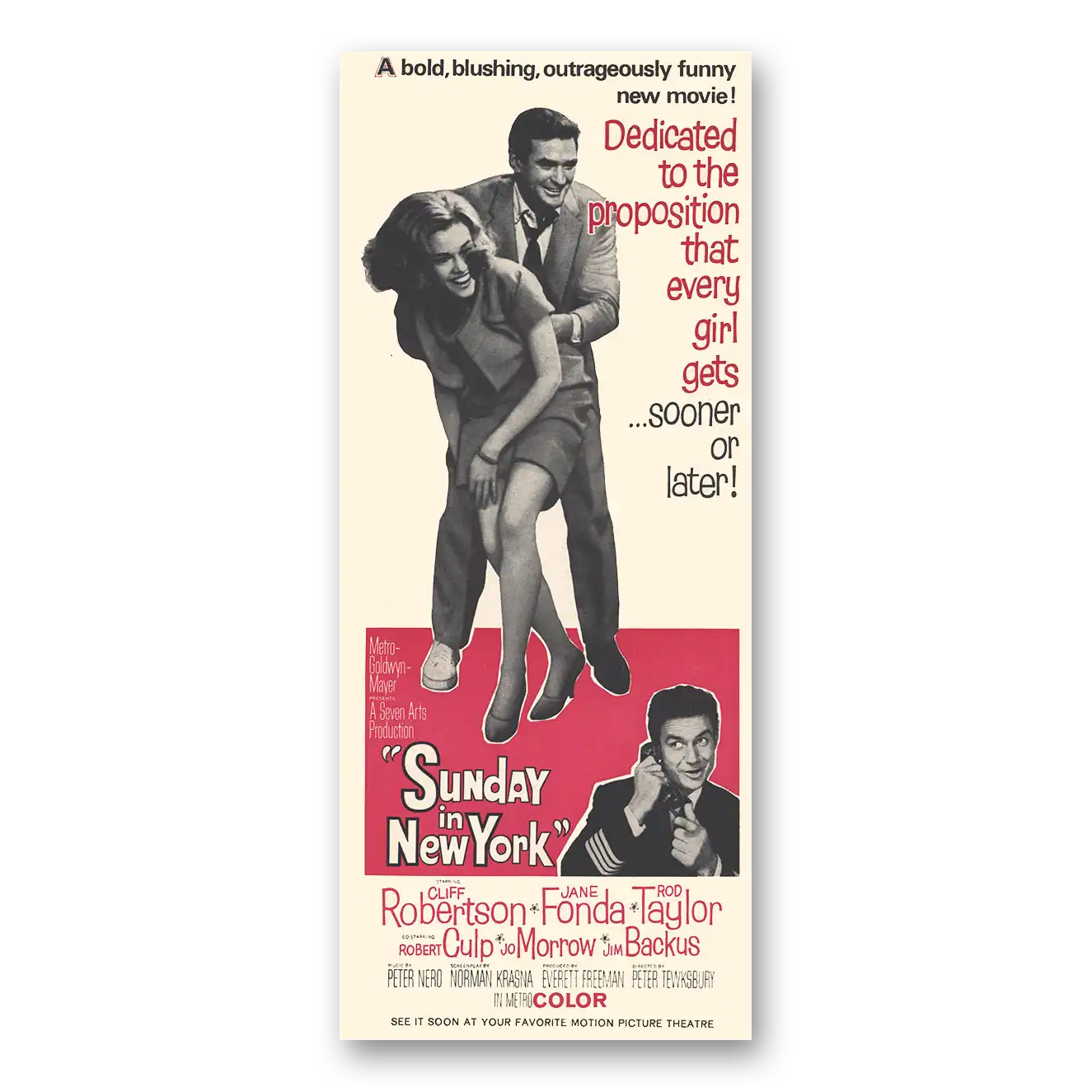 1964 Sunday In New York Movie Promo Cliff Robertson and Jane Fonda Vintage Magazine Print Ad