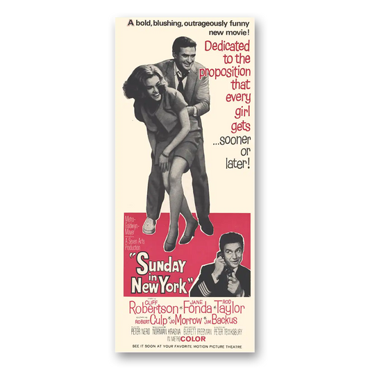 1964 Sunday In New York Movie Promo Cliff Robertson and Jane Fonda Vintage Magazine Print Ad