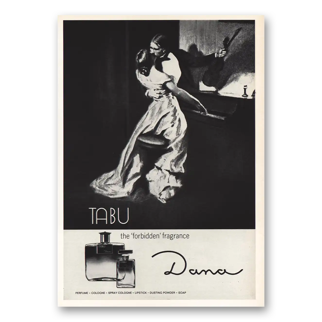 1964 Dana Tabu Perfume Forbidden Fragrance Vintage Magazine Print Ad