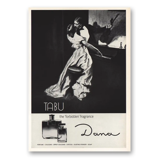 1964 Dana Tabu Perfume Forbidden Fragrance Vintage Magazine Print Ad