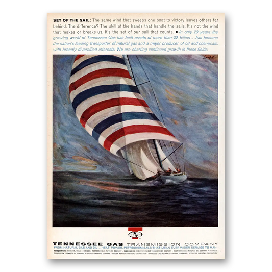 1964 Tennessee Gas Set of the Sail Vintage Magazine Print Ad