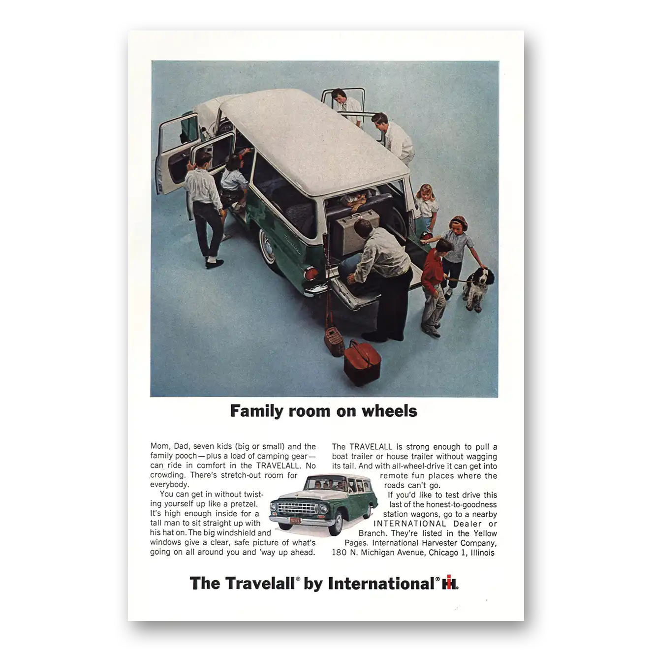 1964 International Harvester Travelall Family Room On Wheels Vintage Magazine Print Ad