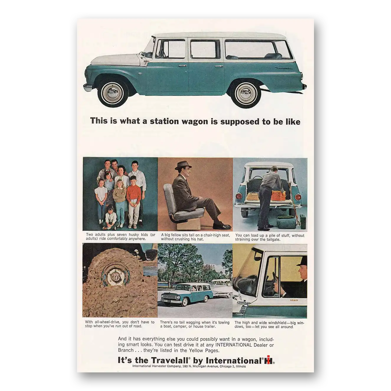 1964 International Harvester Travelall What Station Wagon Is Supposed to Be Vintage Magazine Print Ad