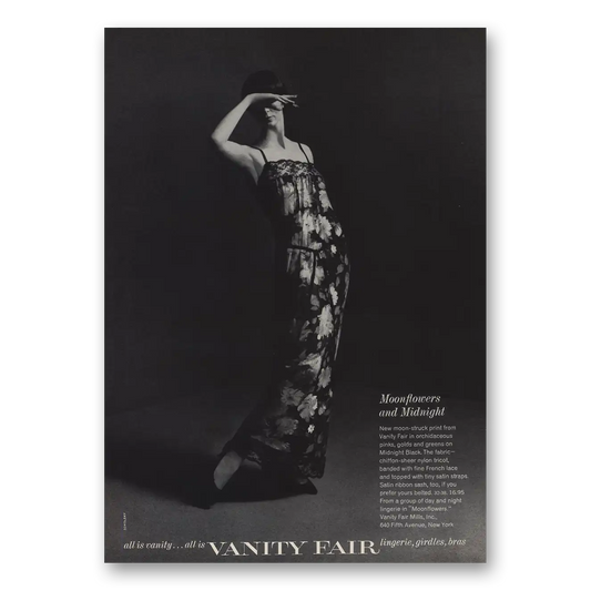 1964 Vanity Fair Undergarments Moon Flowers and Midnight Vintage Magazine Print Ad