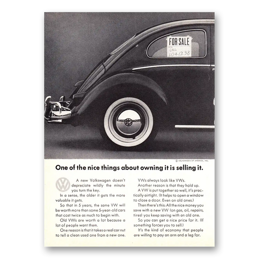 1964 Volkswagen Beetle One of the Nice Things About Owning It Is Selling It Vintage Magazine Print Ad