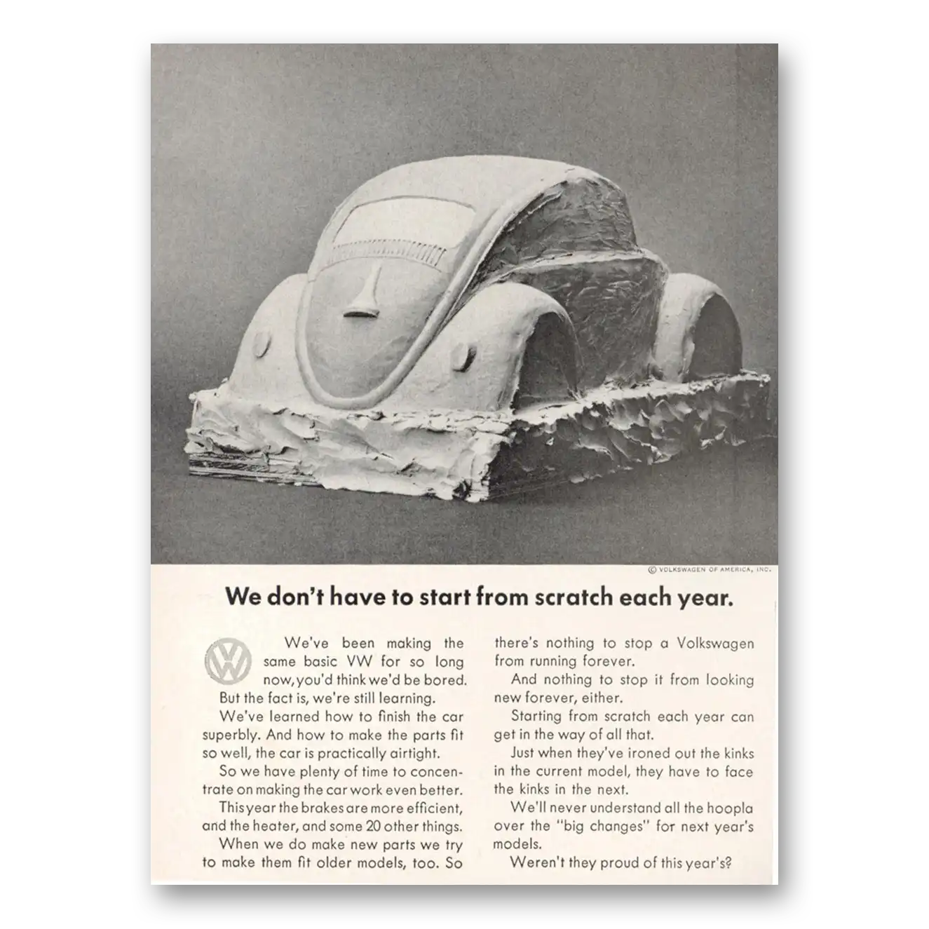 1964 Volkswagen Beetle We Don't Have to Start From Scratch Vintage Magazine Print Ad