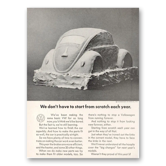 1964 Volkswagen Beetle We Don't Have to Start From Scratch Vintage Magazine Print Ad