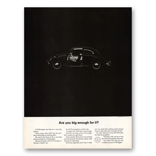 1964 Volkswagen Beetle Are You Big Enough For It Vintage Magazine Print Ad