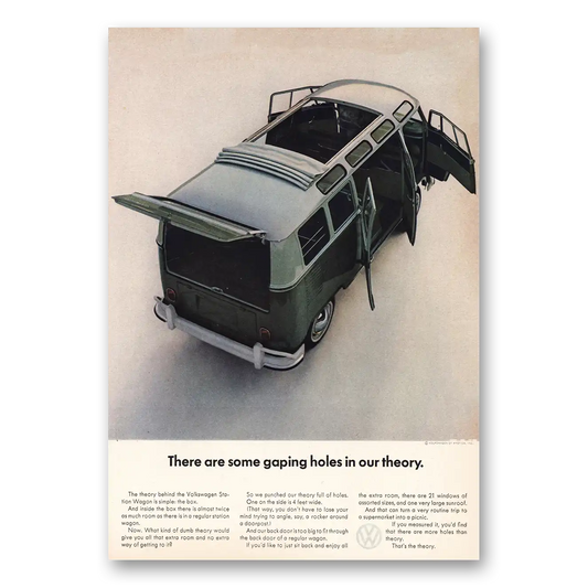 1964 Volkswagen Station Wagon Gaping Holes In Our Theory Vintage Magazine Print Ad