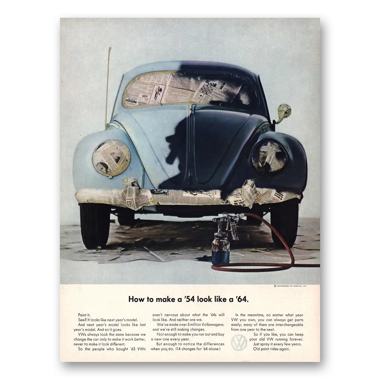 1964 Volkswagen Beetle How To Make 54 Look Like a 64 Vintage Magazine Print Ad