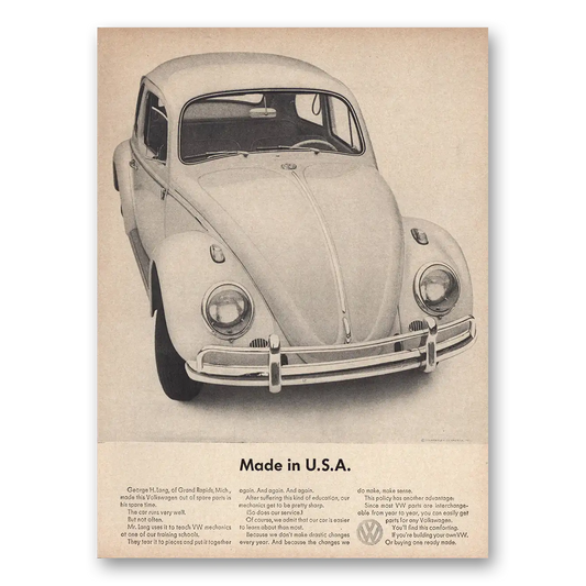 1964 Volkswagen Beetle Made In USA Vintage Magazine Print Ad