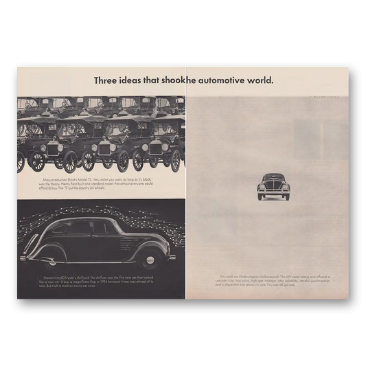 1963 Volkswagen Beetle Three Ideas That Shook the Automotive World Vintage Magazine Print Ad