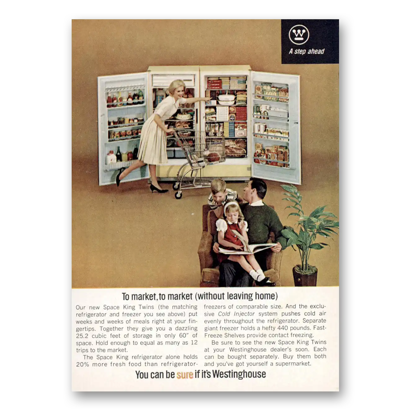 1964 Westinghouse Refrigerator To Market To Market Vintage Magazine Print Ad