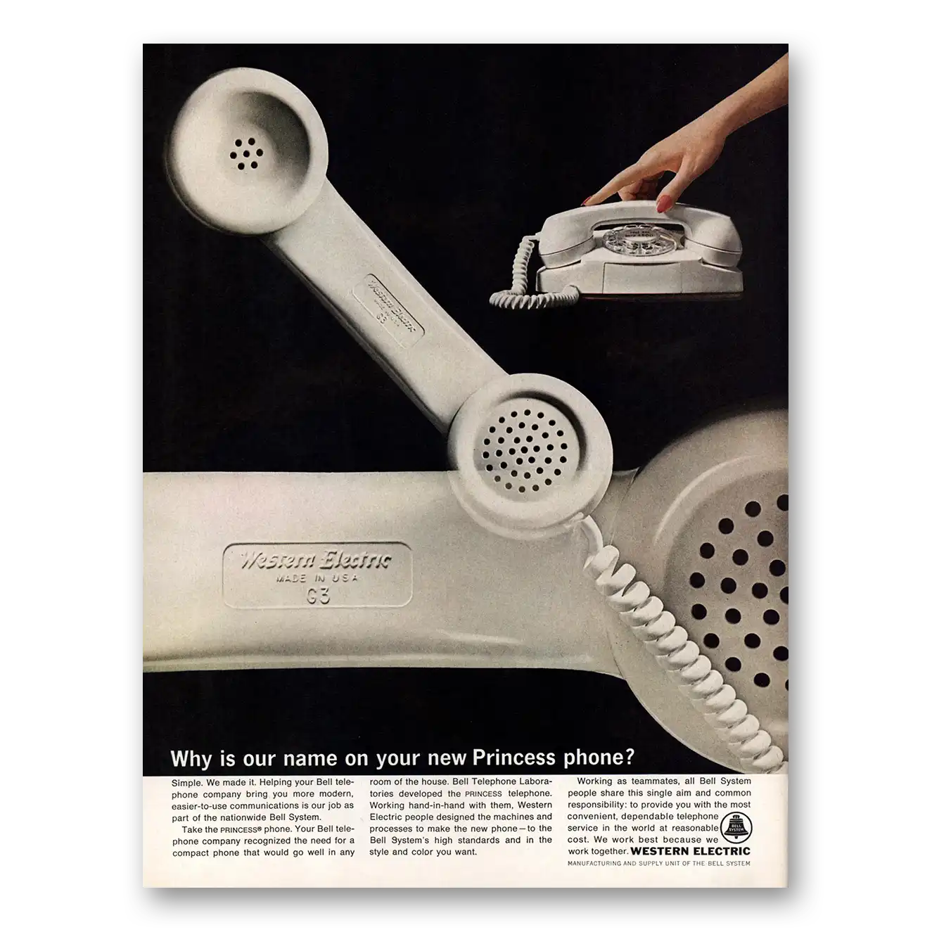 1964 Western Electric Name On Your New Princess Phone Vintage Magazine Print Ad