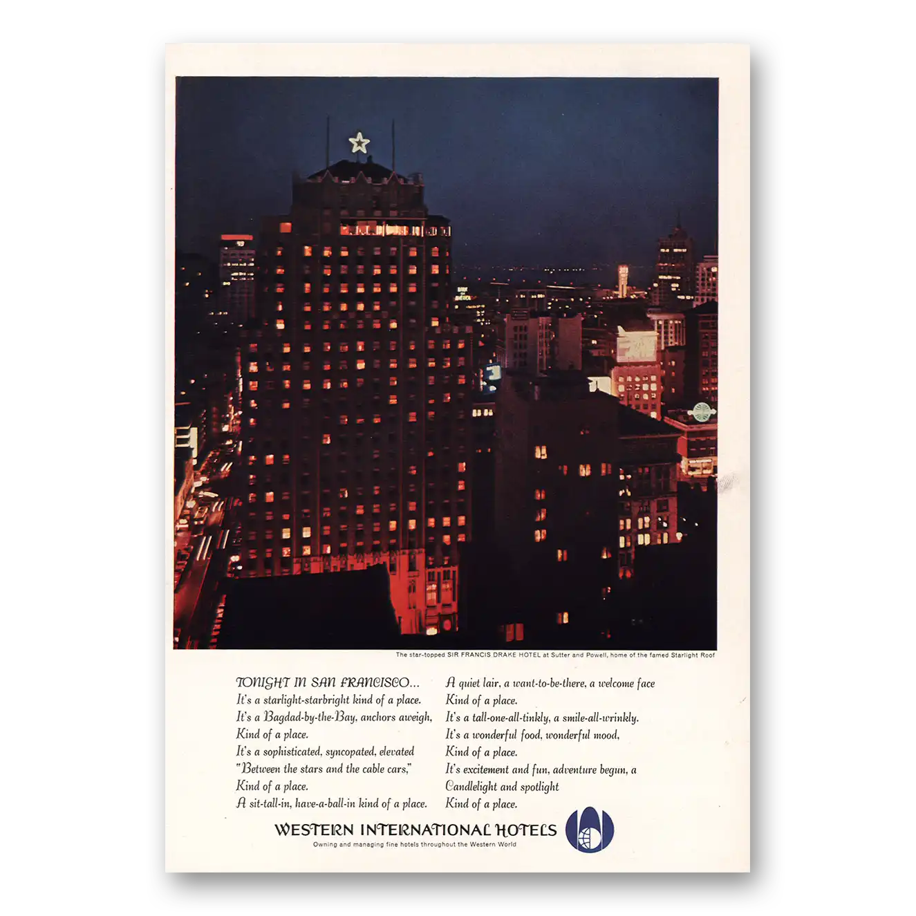 1964 Western International Hotels San Francisco Vintage Magazine Print Ad