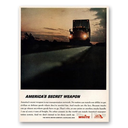 1964 White Trucks Americas Secret Weapon Vintage Magazine Print Ad