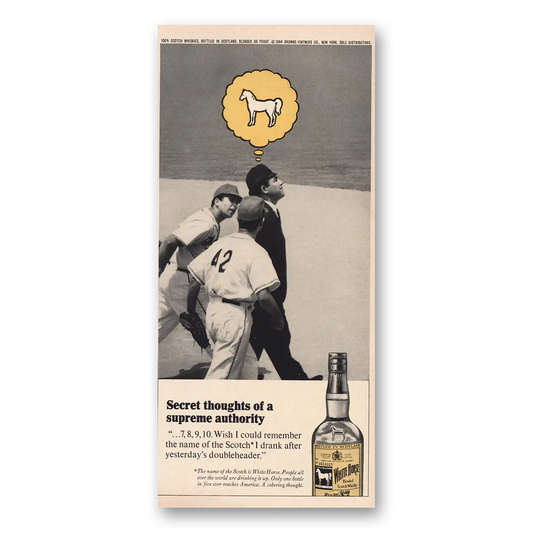 1964 White Horse Scotch Whisky Supreme Authority Vintage Magazine Print Ad