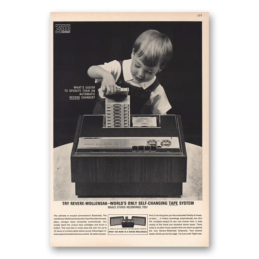 1964 Wollensak Self Changing Tape System Vintage Magazine Print Ad