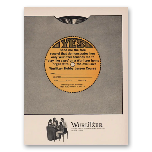 1964 Wurlitzer Piano Record That Demonstrates Vintage Magazine Print Ad