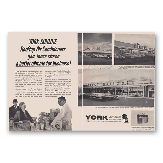 1964 York Air Conditioning Sunline Rooftop Air Conditioners Top Save Store Vintage Magazine Print Ad