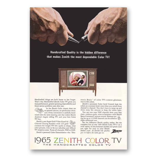 1964 Zenith Television Handcrafted Quality Vintage Magazine Print Ad