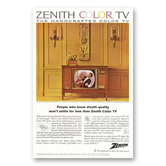 1964 Zenith Television Valencia Vintage Magazine Print Ad