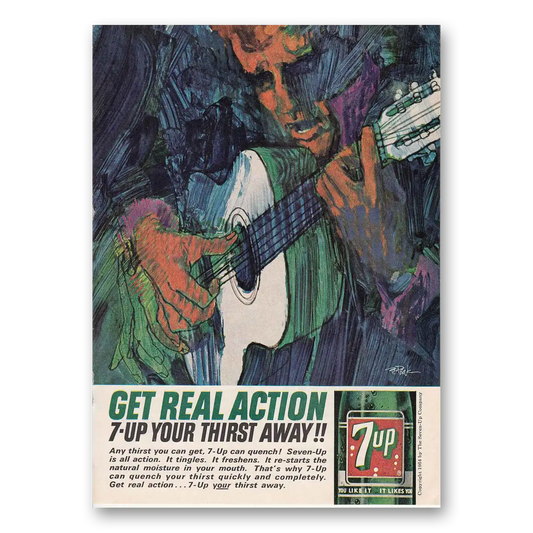 1964 7Up Get Real Action Guitar Vintage Magazine Print Ad