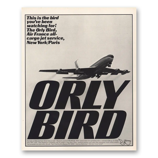 1965 Air France Orly Bird Cargo Jet Vintage Magazine Print Ad