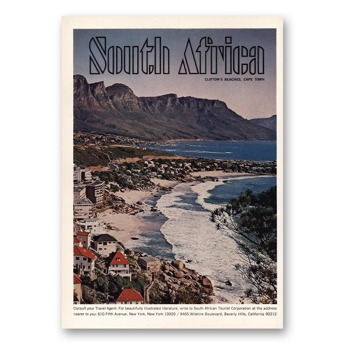 1965 South Africa Cliftons Beaches Cape Town Vintage Magazine Print Ad