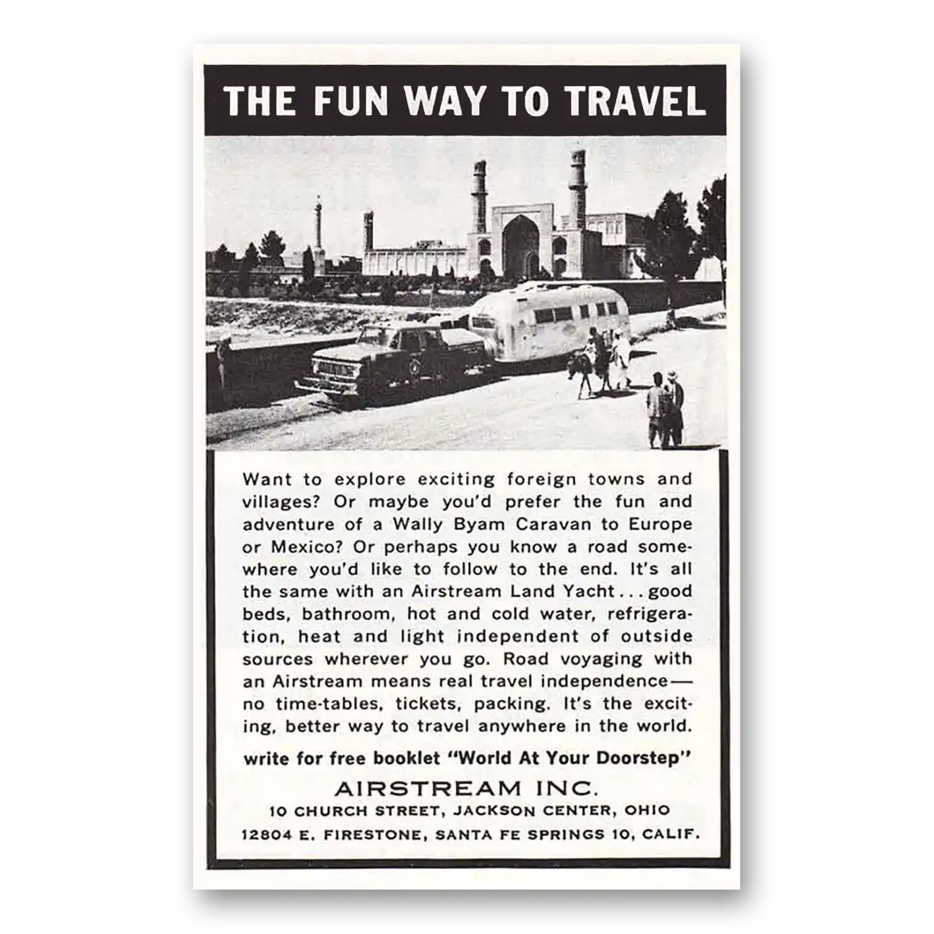 1965 Airstream Trailers Fun Way to Travel Middle East Vintage Magazine Print Ad