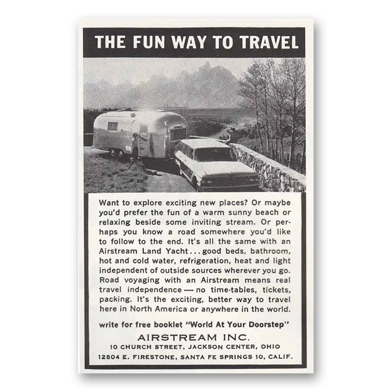 1965 Airstream Trailers Curve Fun Way to Travel Vintage Magazine Print Ad