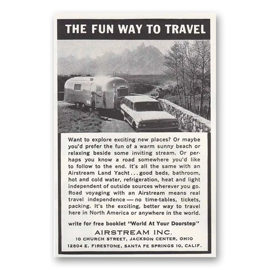 1965 Airstream Trailers Curve Fun Way to Travel Vintage Magazine Print Ad