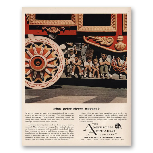 1965 American Appraisal What Price Circus Wagons Vintage Magazine Print Ad