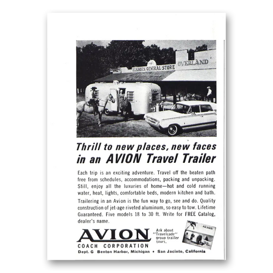 1965 Avion Coach Travel Trailer Elkhorn General Store Vintage Magazine Print Ad