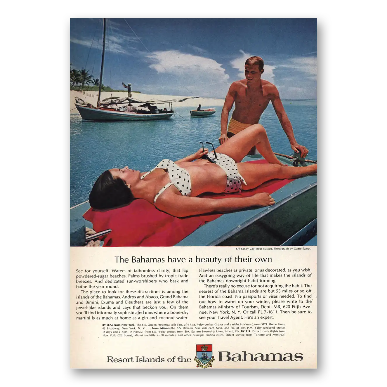 1965 Bahamas Beauty Of Their Own Vintage Magazine Print Ad