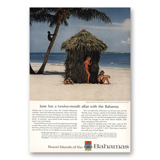 1965 Bahamas June Twelve Month Affair Vintage Magazine Print Ad