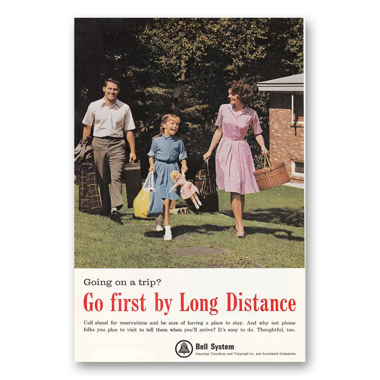 1965 Bell Telephone Go First by Long Distance Vintage Magazine Print Ad