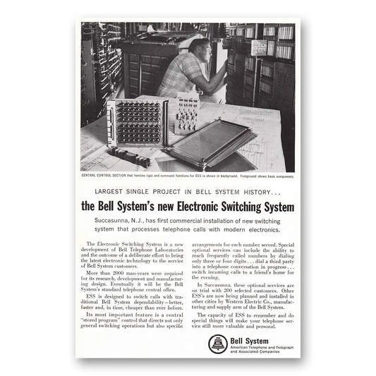 1965 Bell Telephone Central Control Section Vintage Magazine Print Ad