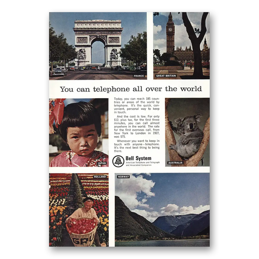 1965 Bell Telephone France Great Britain Japan Vintage Magazine Print Ad