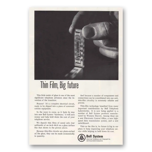 1965 Bell Telephone Thin Film Big Future Vintage Magazine Print Ad