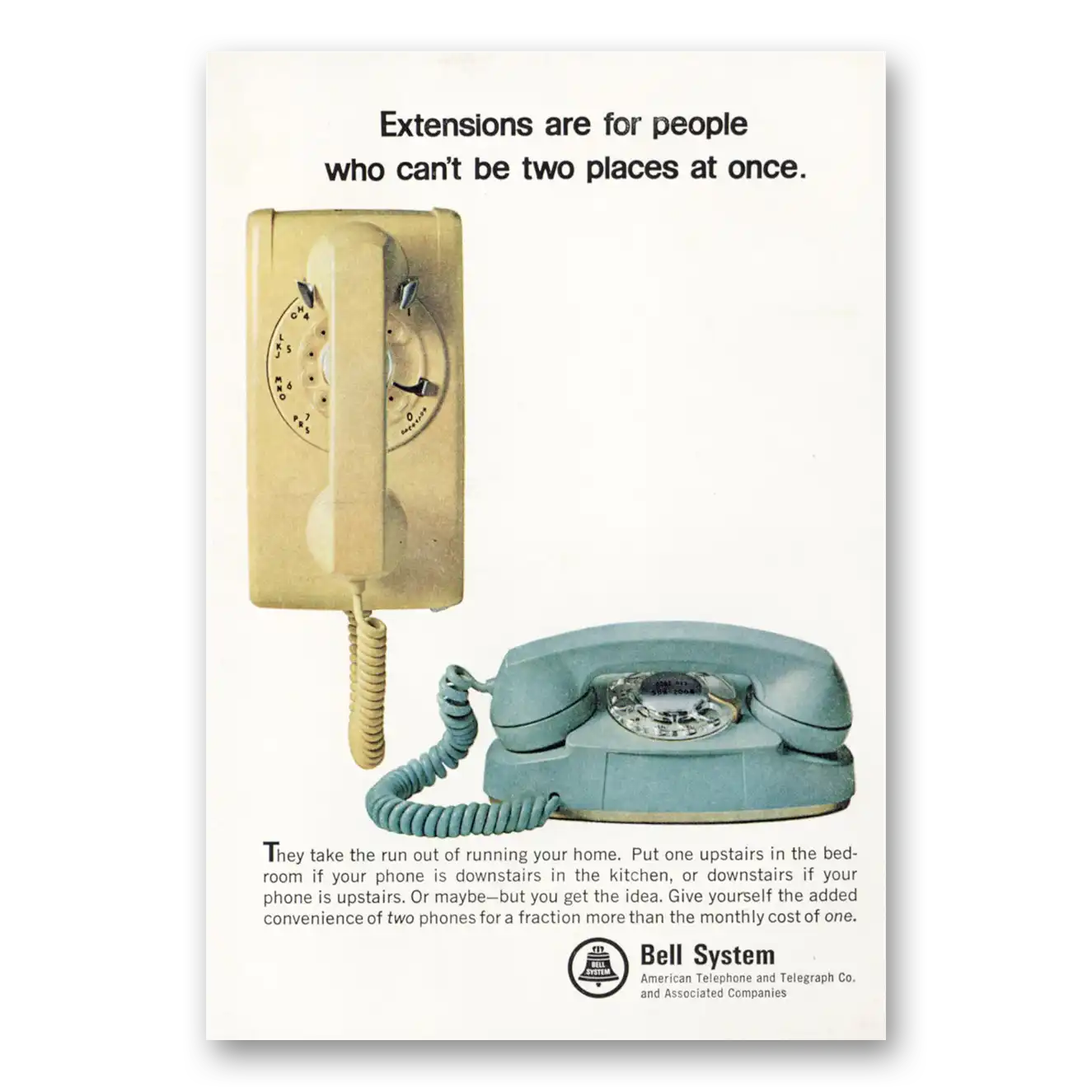 1965 Bell Telephone Extensions Are For People Vintage Magazine Print Ad